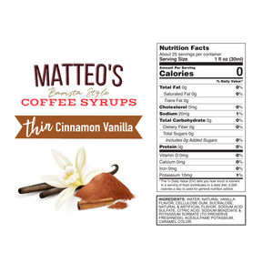 Sirop de Café Sans Sucre, Cannelle Vanille