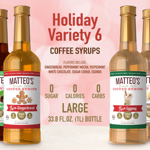 Matteo's Holiday Flavours, Variety Pack, 0 Calories, 0 Sugar, Keto Friendly (6 Flavors) (1L)