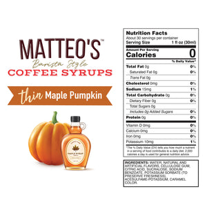 Sugar Free Coffee Syrup, Maple Pumpkin (1L)