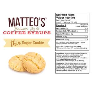 Sirop de café sans sucre, biscuit au sucre