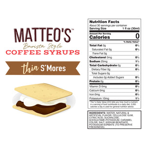 Sugar Free Coffee Syrup, S'Mores (1L)