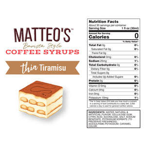 Sugar Free Coffee Syrup, Tiramisu (1L)
