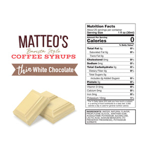 Sirop de café sans sucre, chocolat blanc