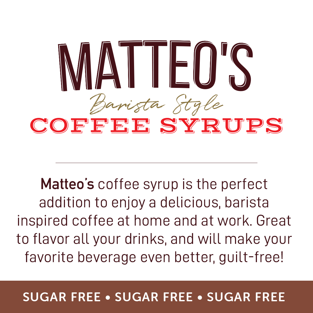 Sirop de café sans sucre, paquet varié, (6 saveurs)