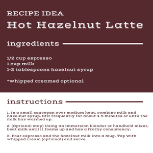 Sirop de café sans sucre, noisette