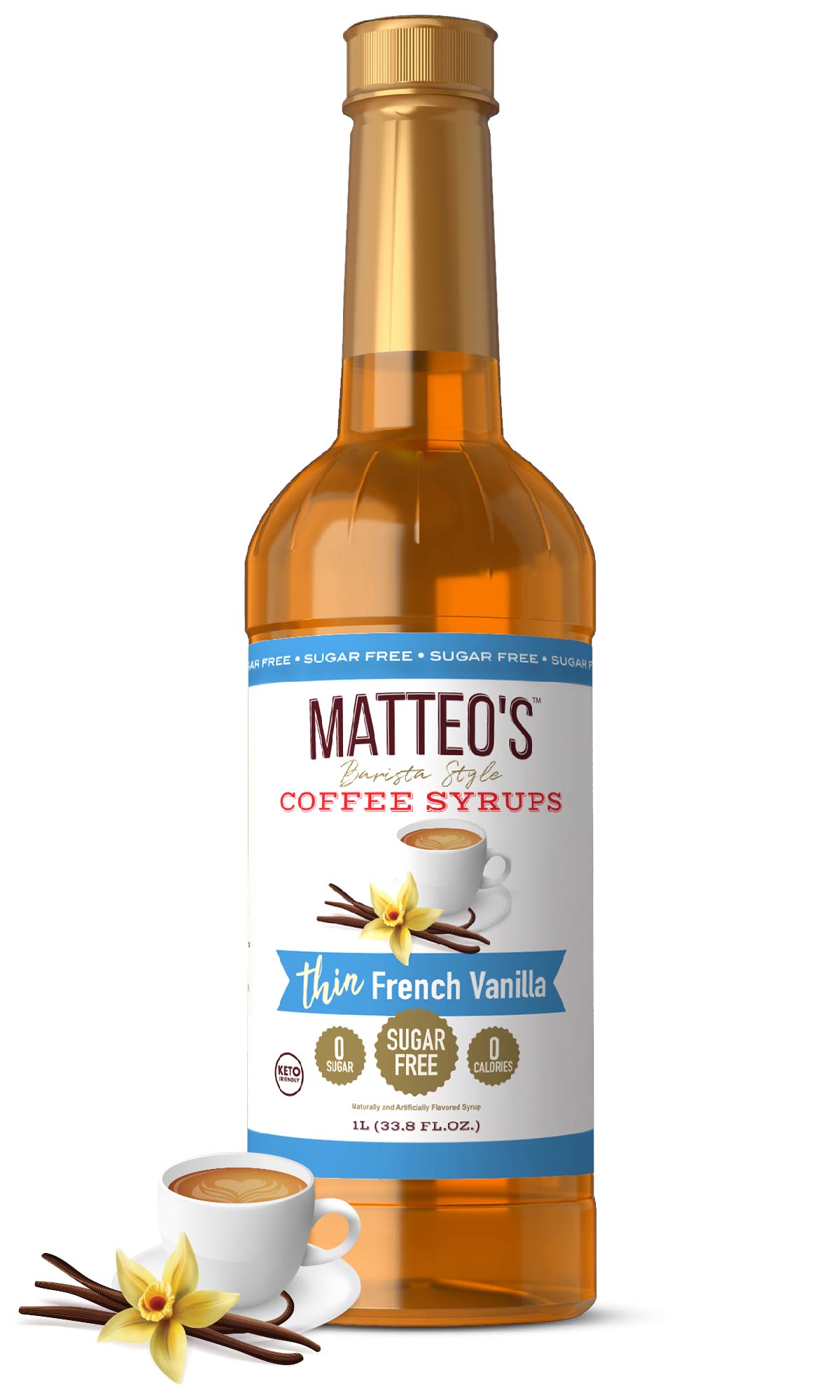 Sugar Free Coffee Syrup, French Vanilla (1L) - Matteo&rsquo;s Coffee Syrup