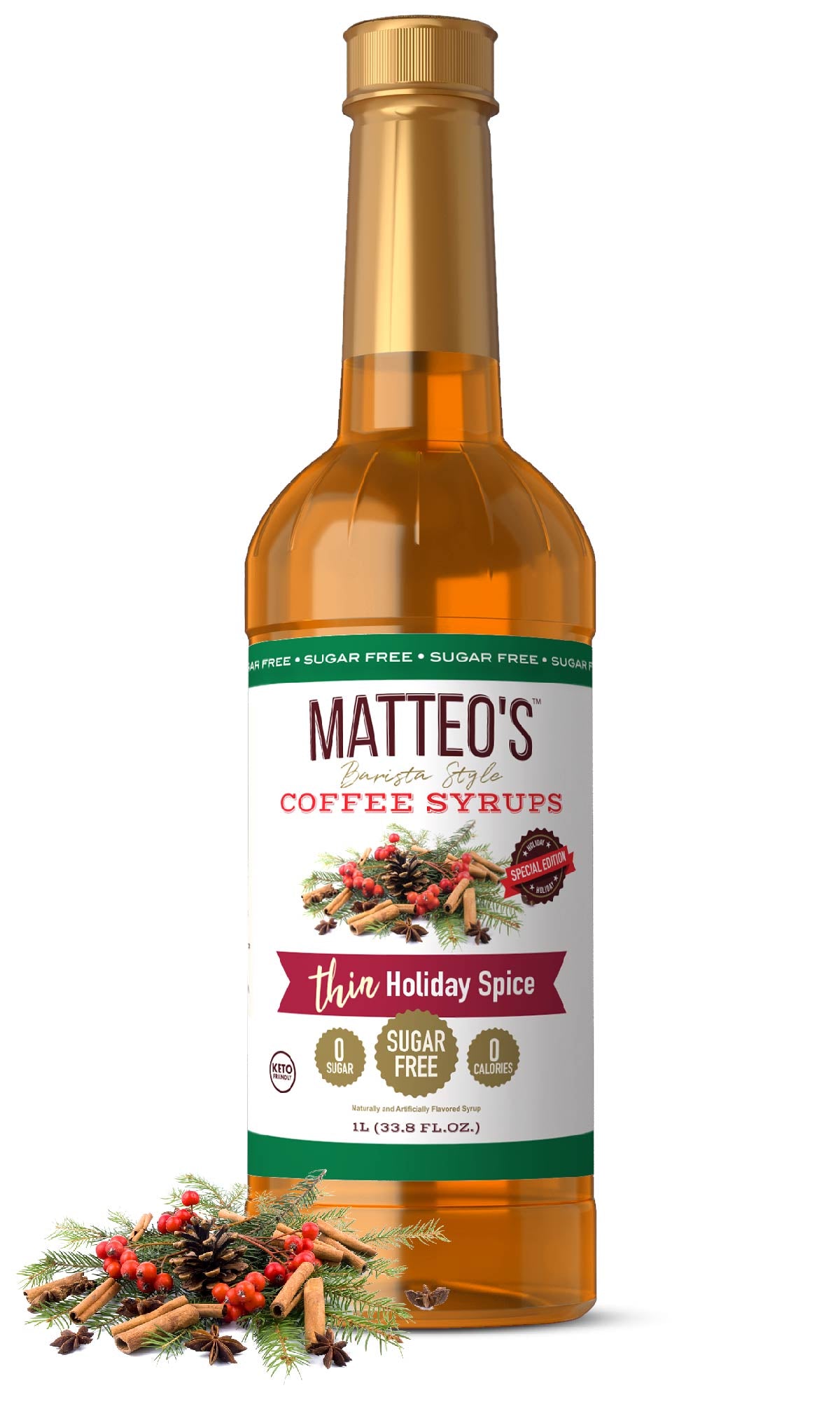 Sugar Free Coffee Syrup, Holiday Spice (1L)