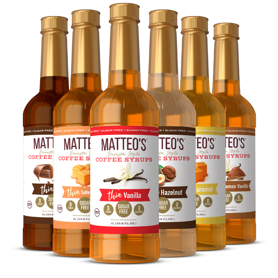 Sugar Free Coffee Syrup, Variety Pack 1L, (6 Flavors)
