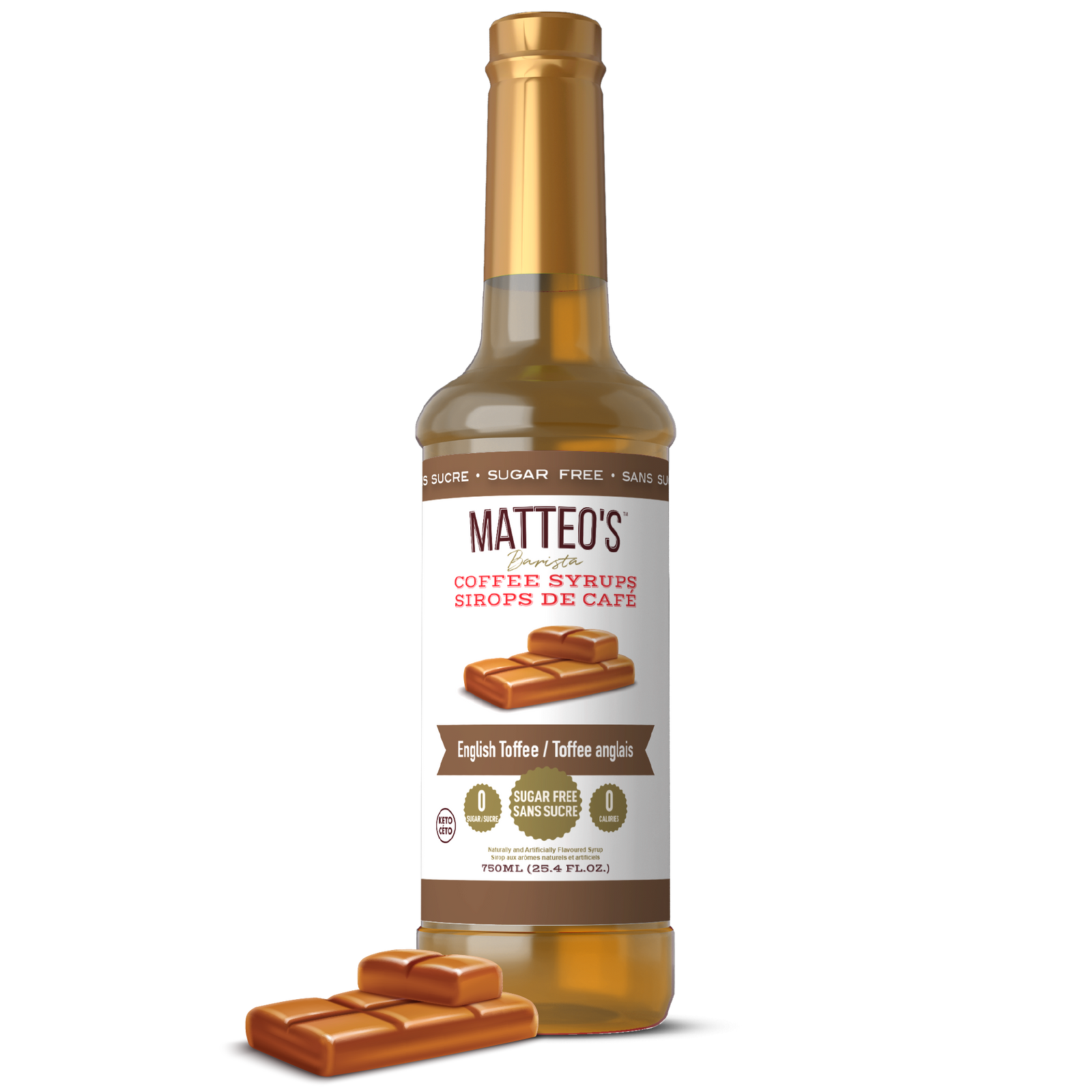 Sirop de café sans sucre, caramel anglais