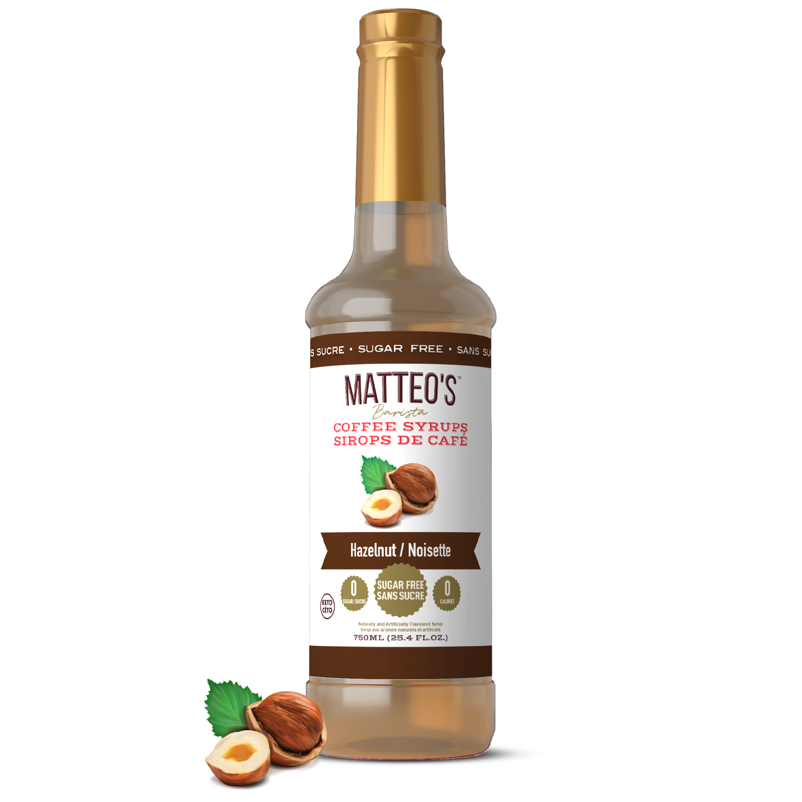 Sirop de café sans sucre, noisette