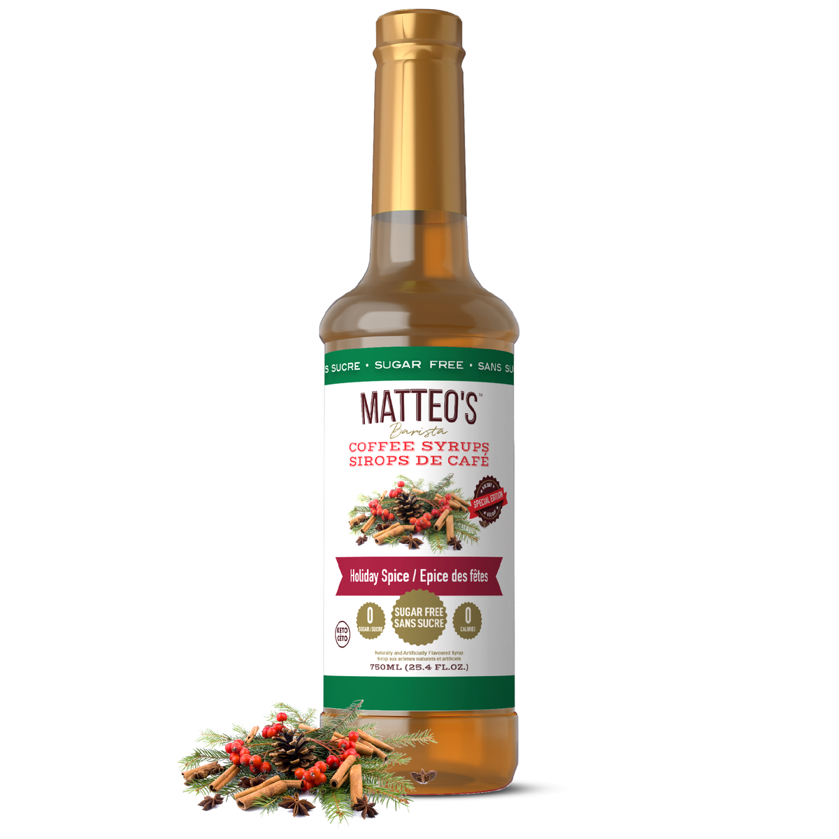 Sugar Free Coffee Syrup, Holiday Spice