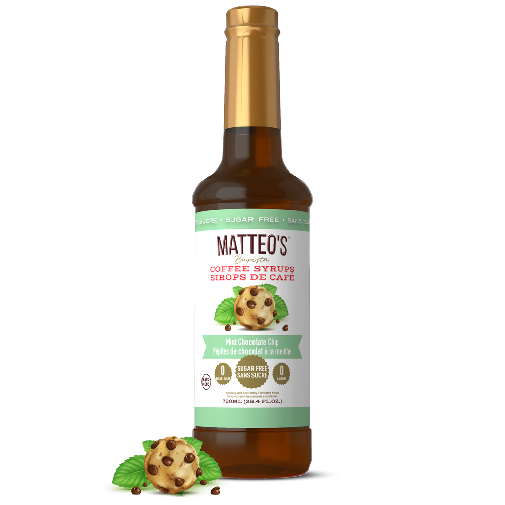Sirop de café sans sucre, pépites de chocolat à la menthe