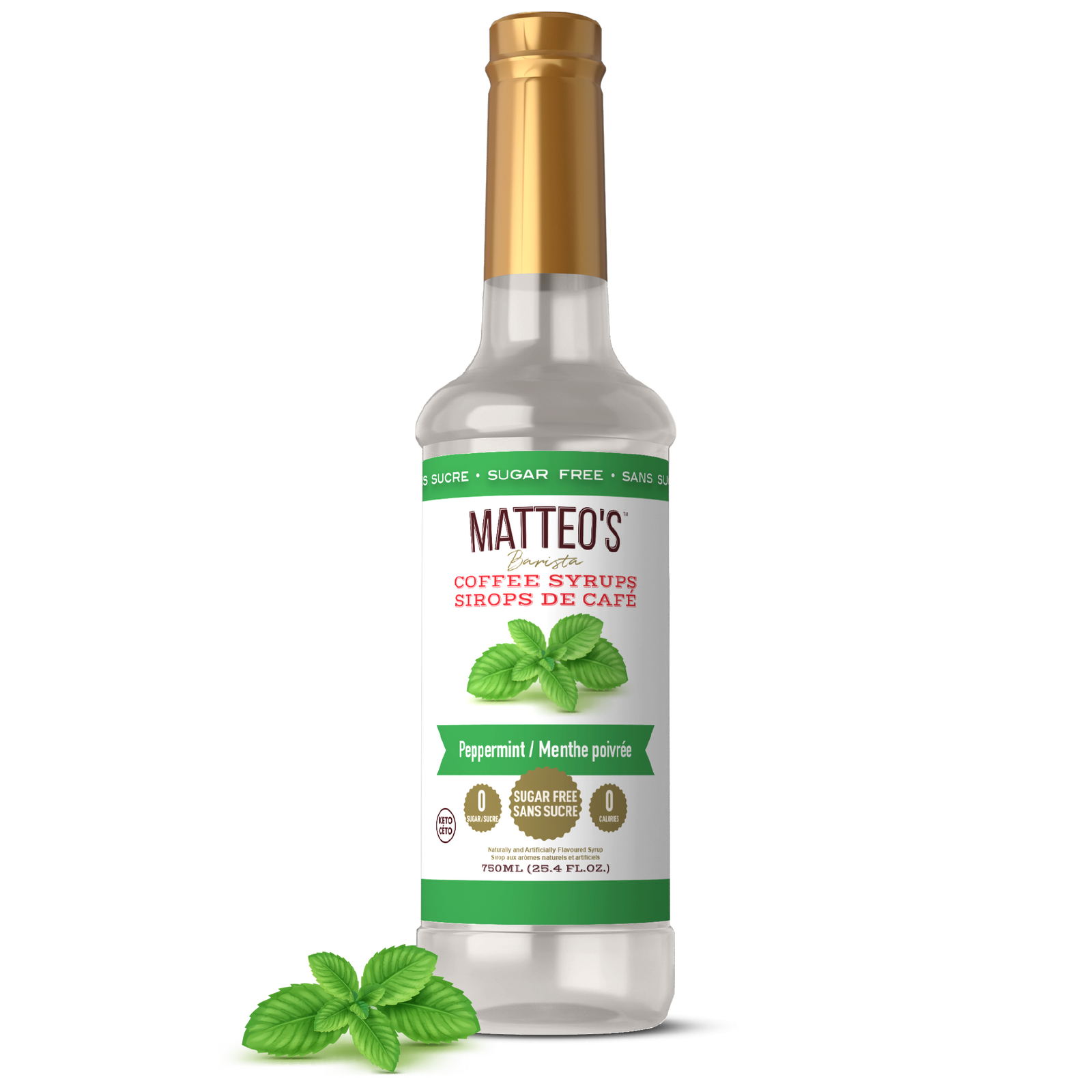 Sirop de café sans sucre, menthe poivrée