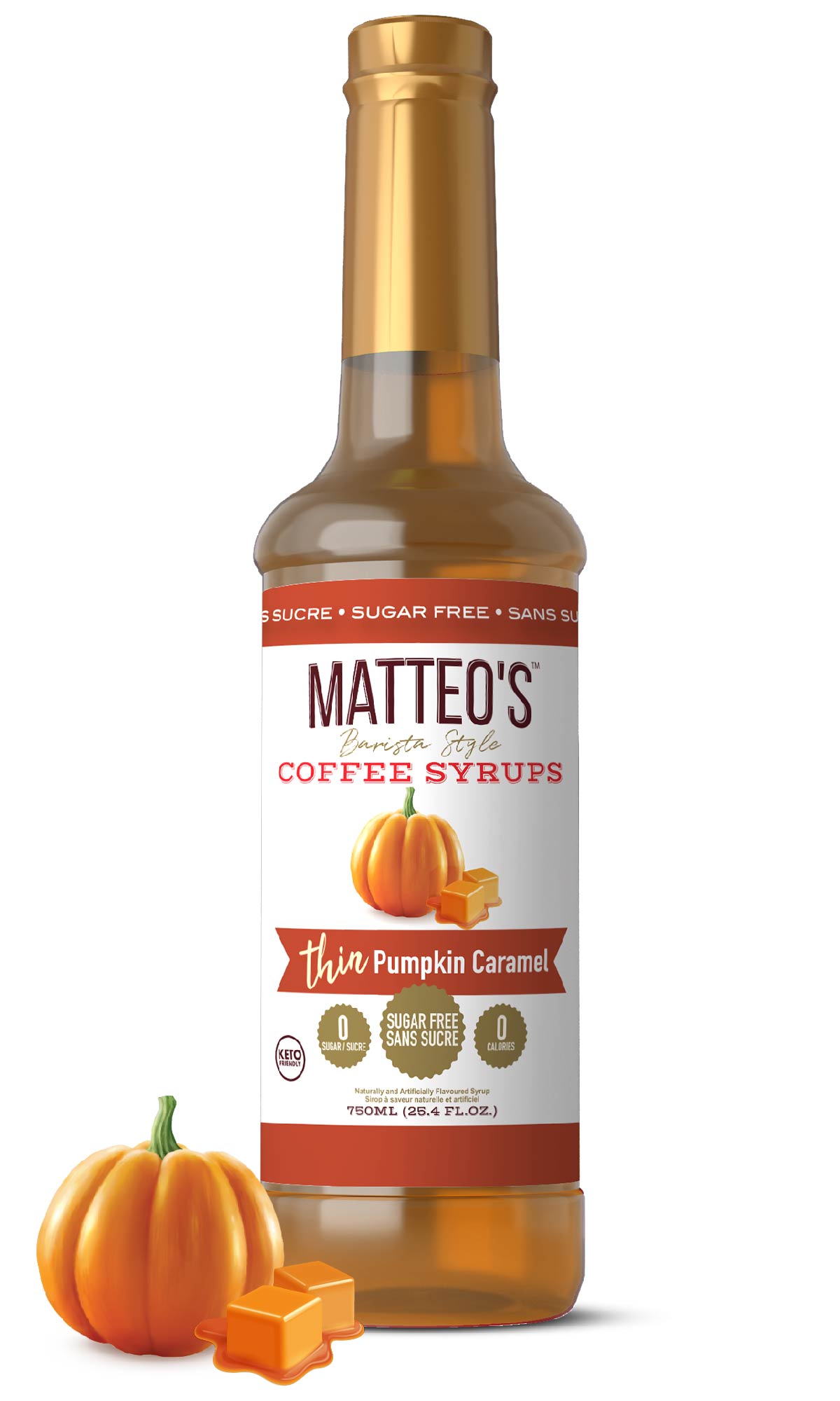 Sirop de café sans sucre, caramel de citrouille