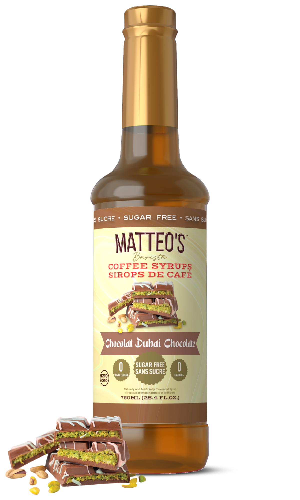 Sirop de café sans sucre, chocolat de Dubaï