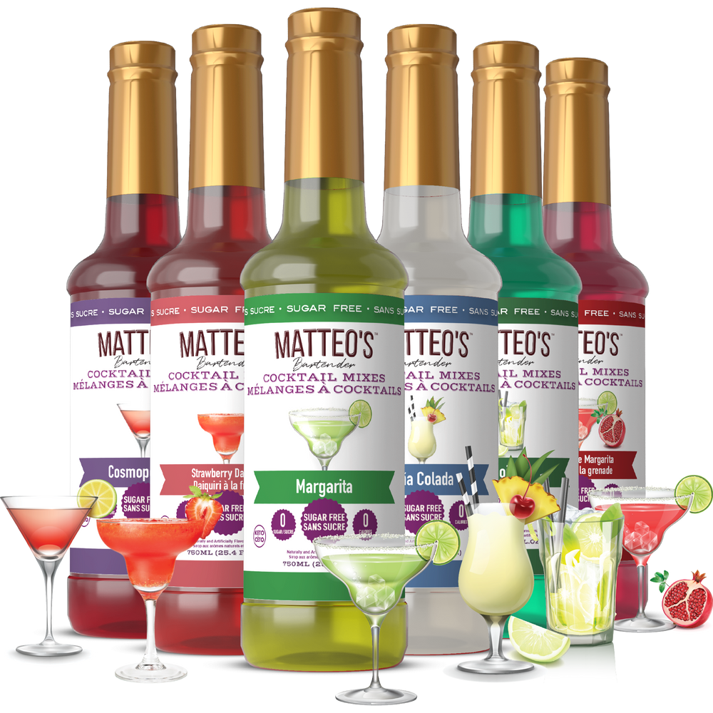 Sirop de cocktail sans sucre, assortiment varié, (6 saveurs)