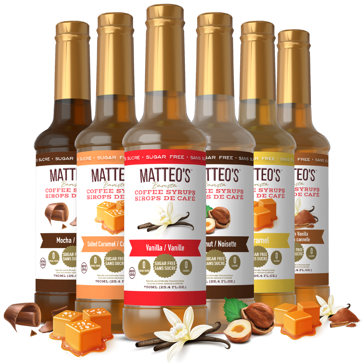 Sugar Free Coffee Syrup, Variety Pack, (6 Flavors)