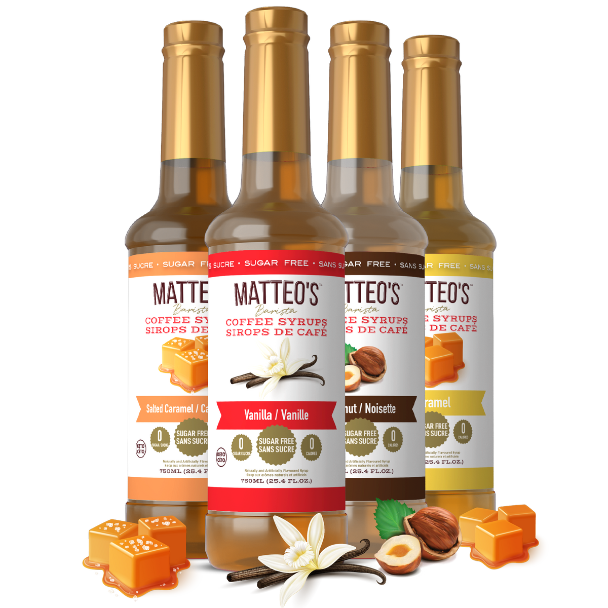 Sirop de café sans sucre, paquet varié, (4 saveurs)