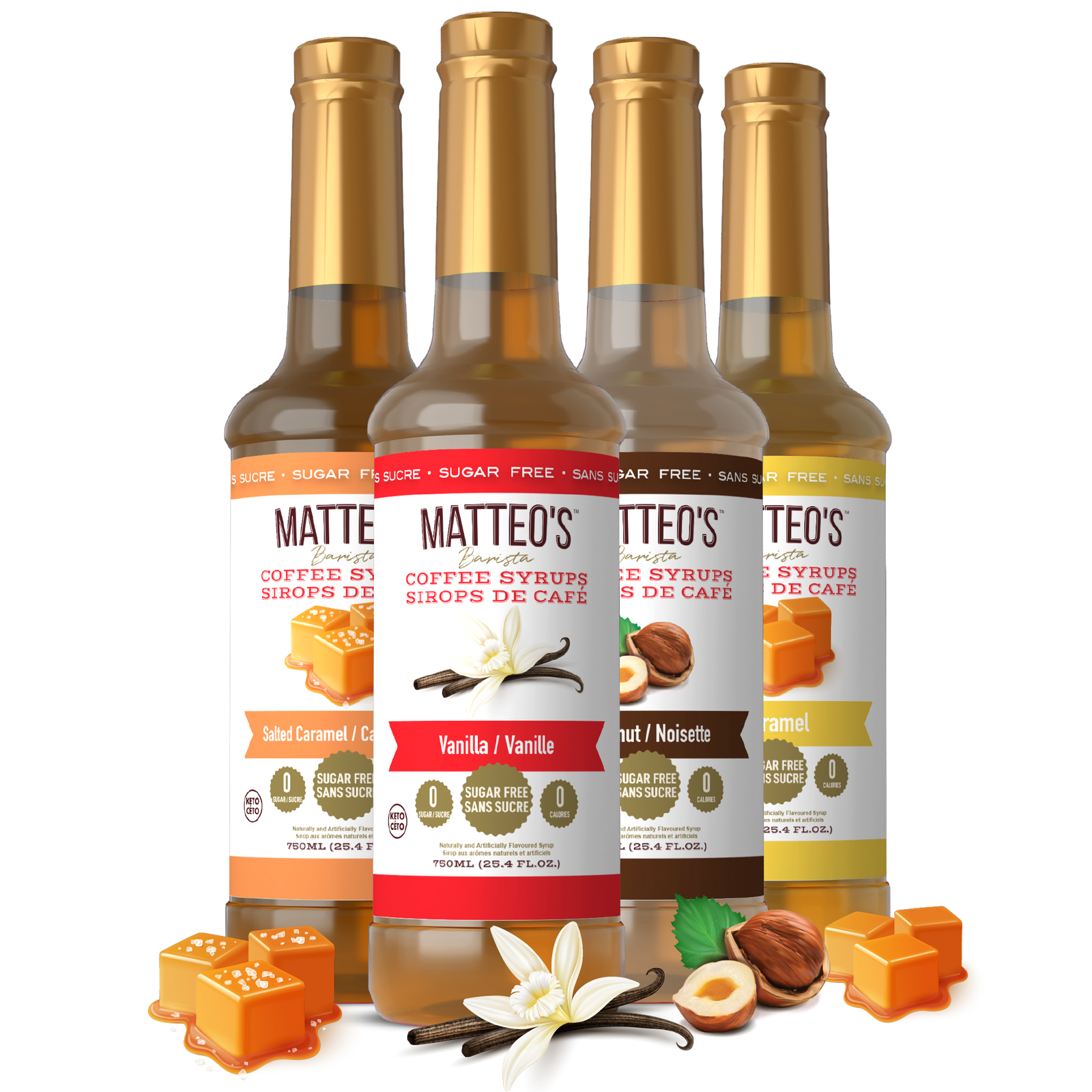 Sirop de café sans sucre, paquet varié, (4 saveurs)