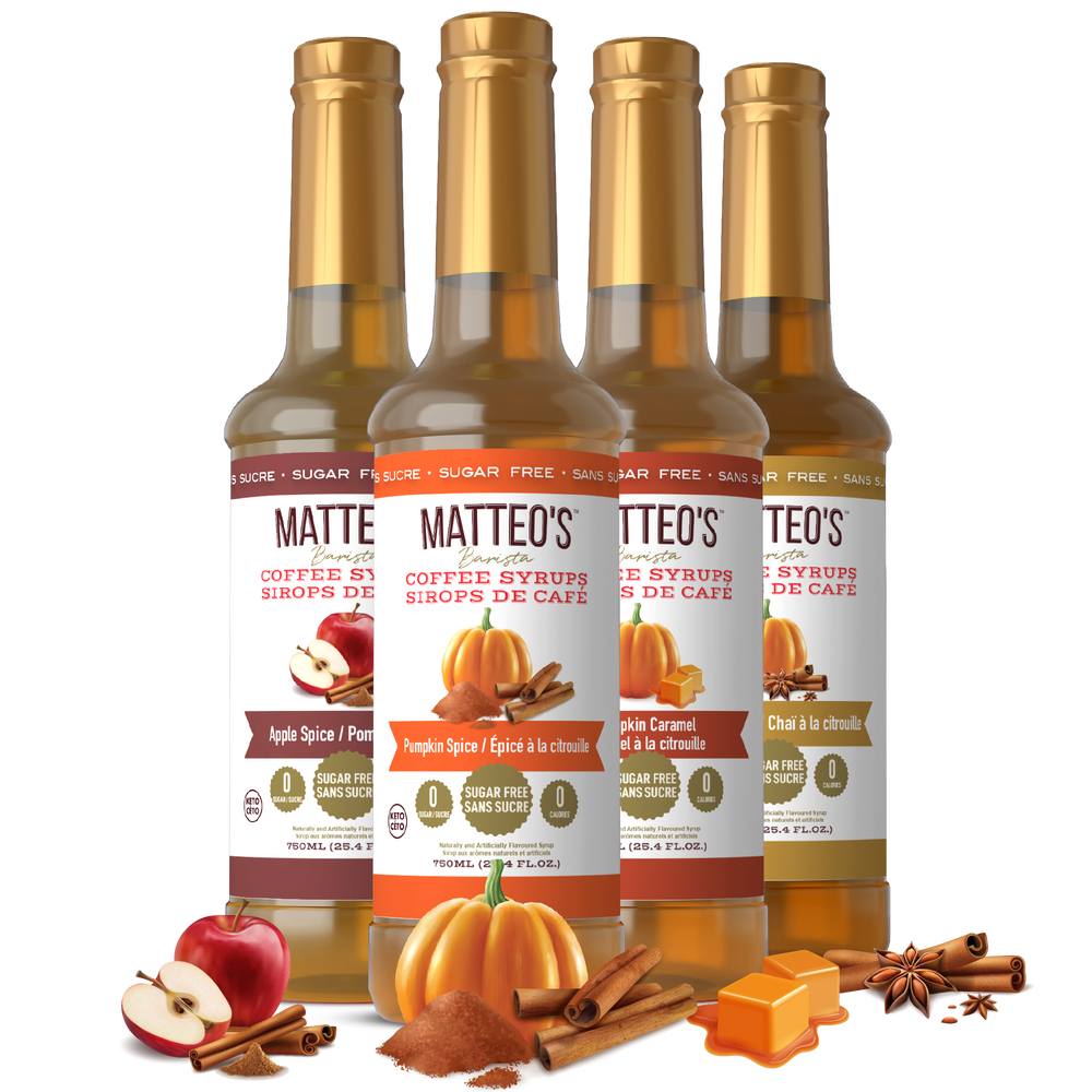 Matteo's Holiday Flavours, Assortiment de variétés, 0 calories, 0 sucre, Keto Friendly (4 saveurs)