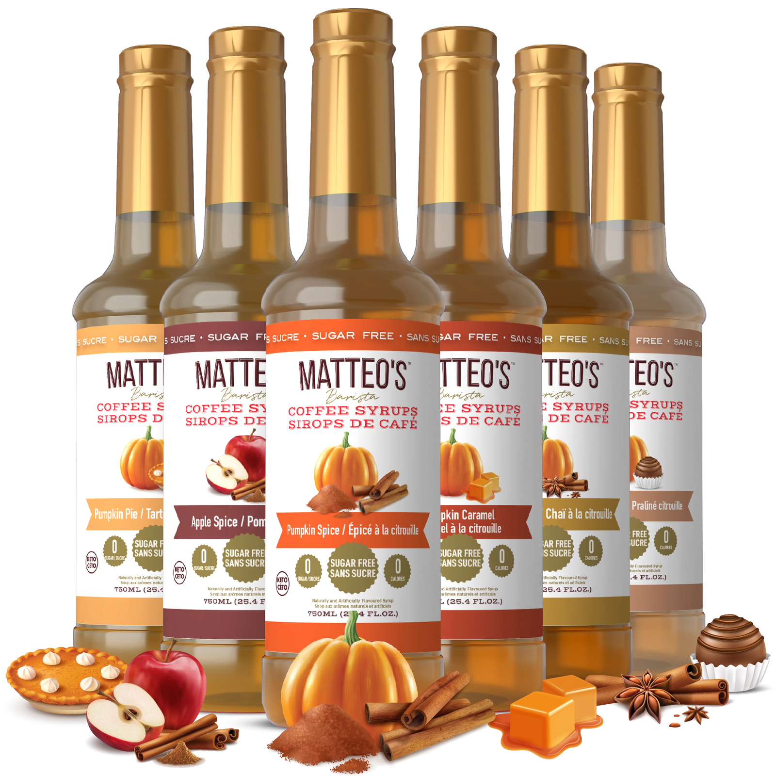 Matteo's Holiday Flavours, Assortiment de variétés, 0 calories, 0 sucre, Keto Friendly (4 saveurs)
