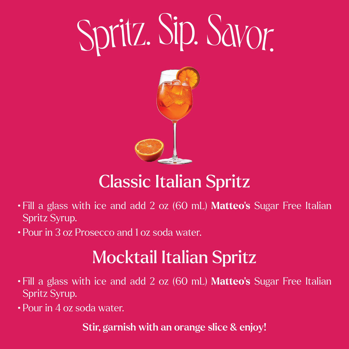 Sugar Free Cocktail Mixes - Italian Spritz