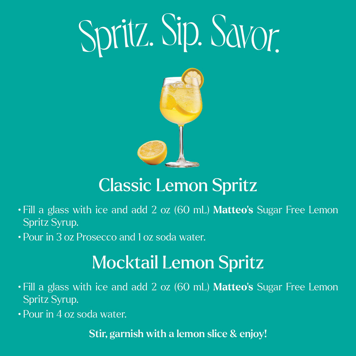 Sugar Free Cocktail Mixes - Lemon Spritz