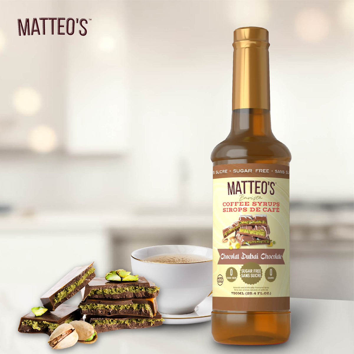 Sirop de café sans sucre, chocolat de Dubaï