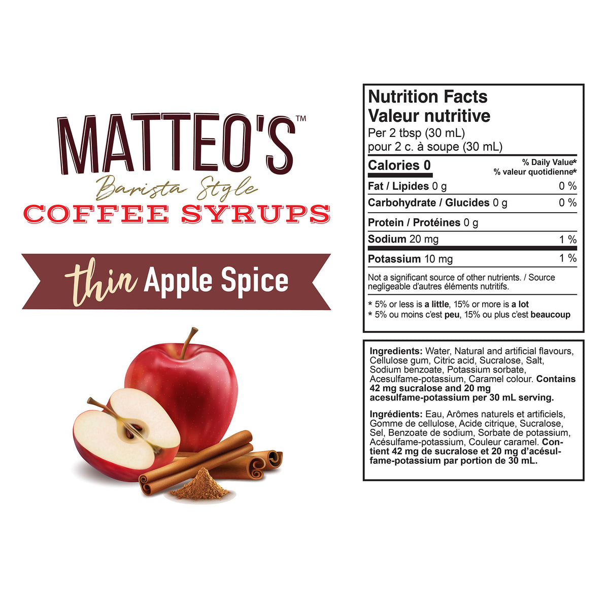 Sugar Free Coffee Syrup, Apple Spice — Nutrition Facts and Ingredients
