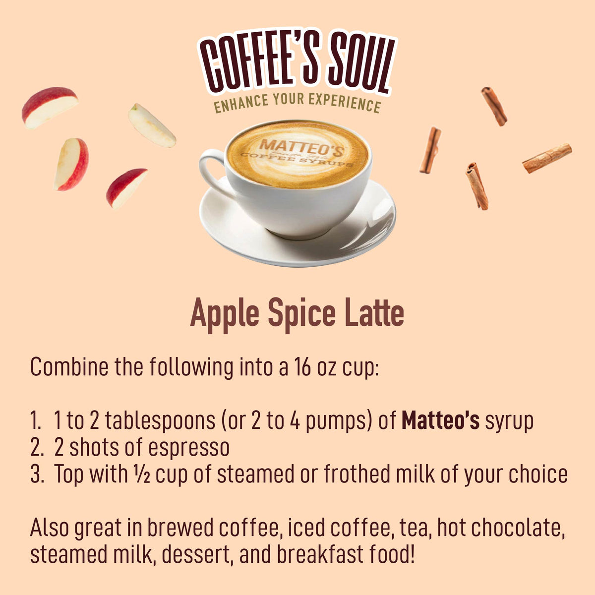 Sugar Free Coffee Syrup, Apple Spice(1L)