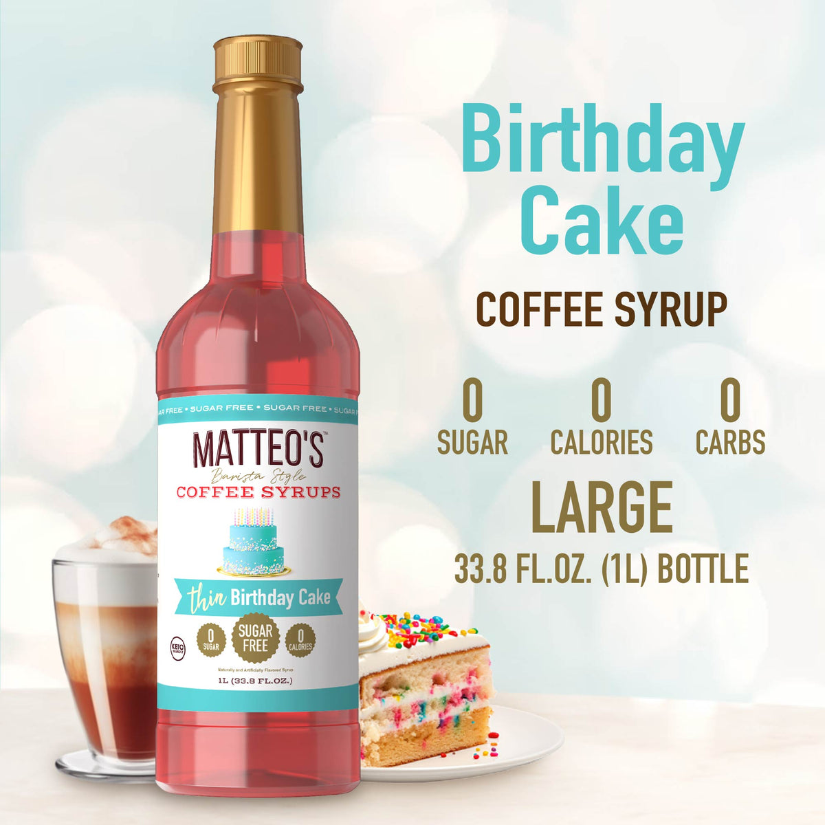 Sugar Free Coffee Syrup, Birthday Cake (1L)