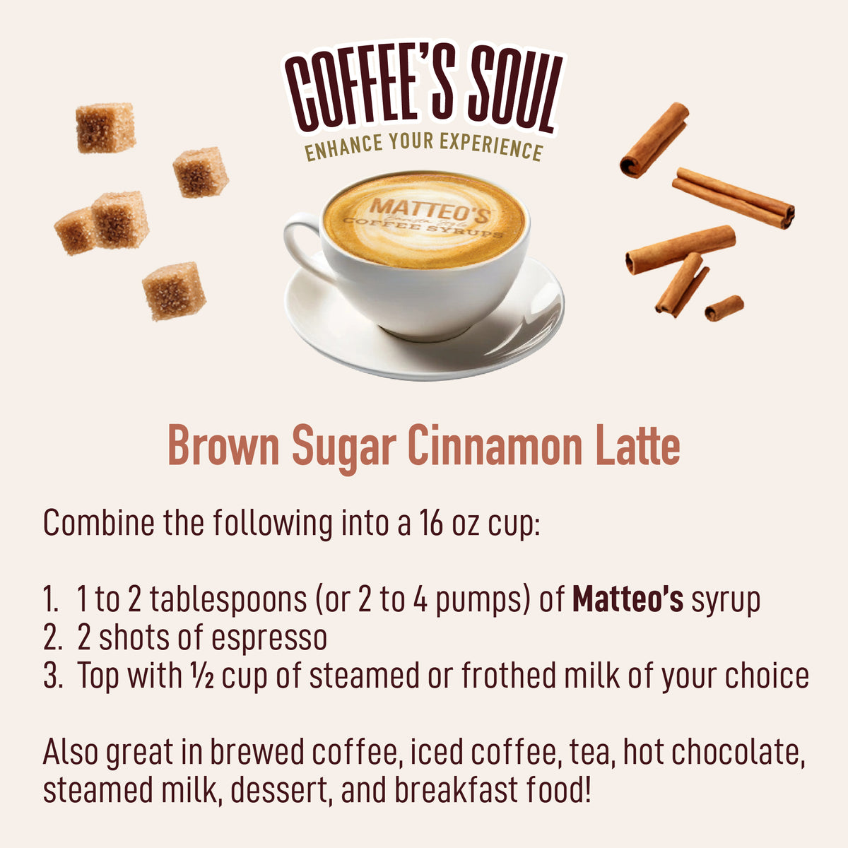 Sirop de café sans sucre, Cassonade et cannelle