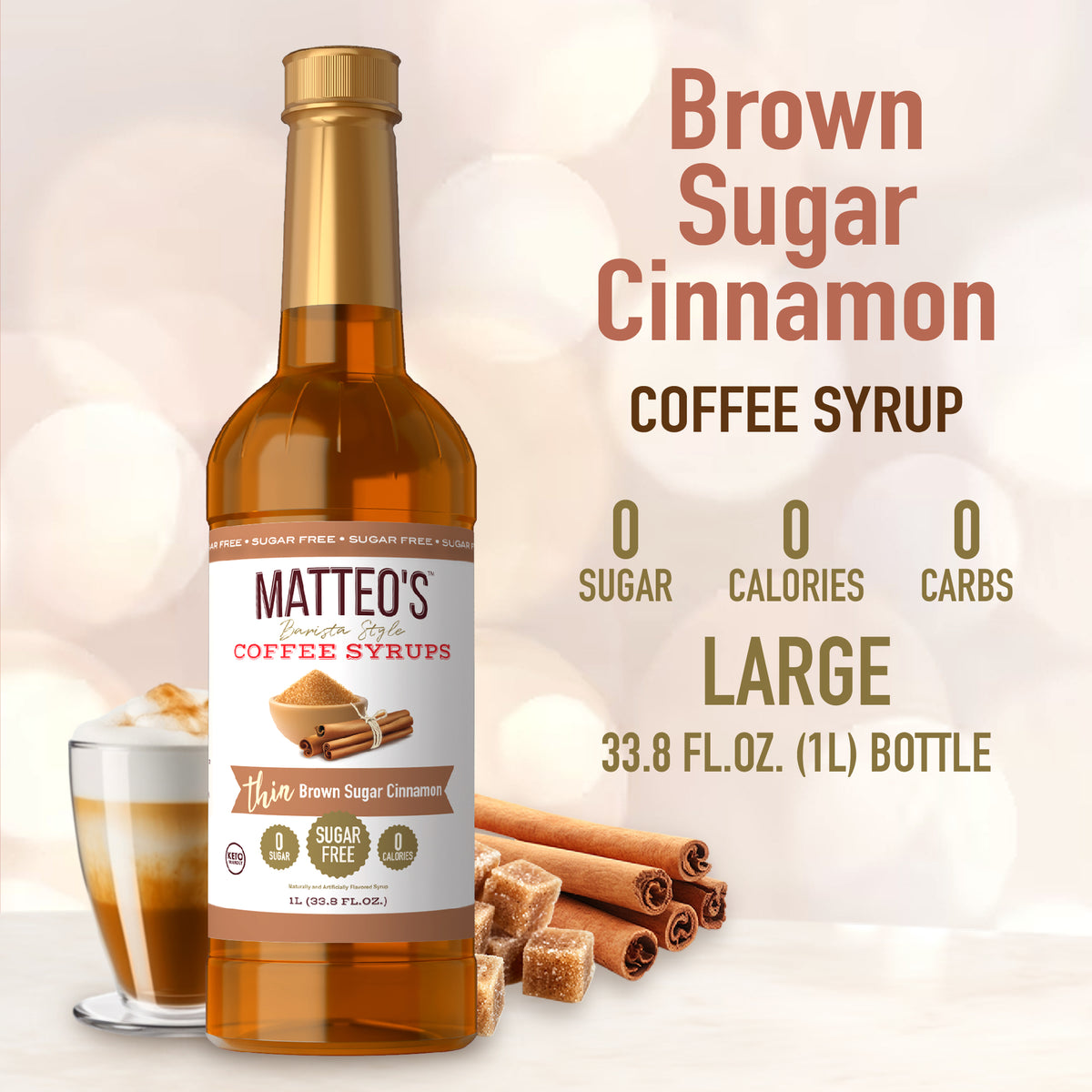 Sugar Free Coffee Syrup, Brown sugar cinnamon (1L)