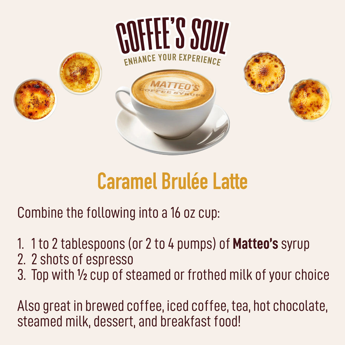 Sirop de café sans sucre, Caramel Brûlé