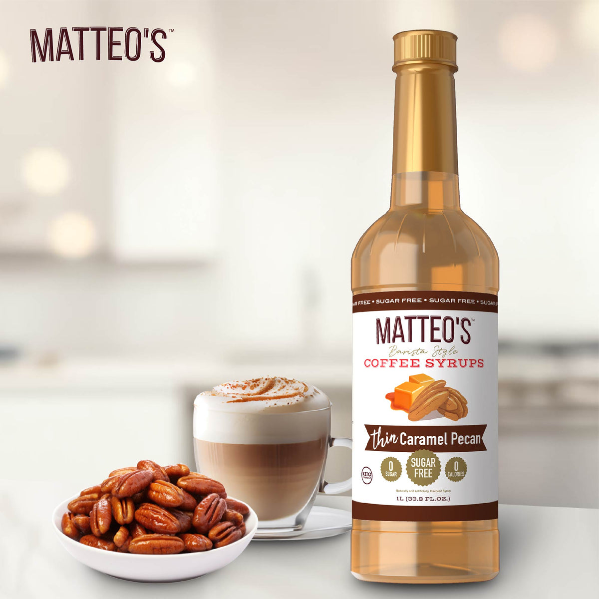 Sugar Free Coffee Syrup, Caramel Pecan (1L)