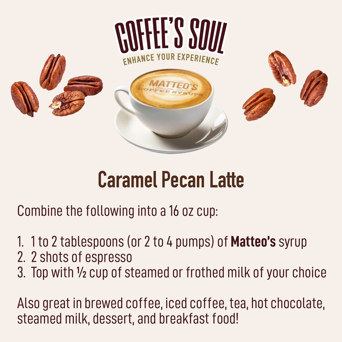 Sugar Free Coffee Syrup, Caramel Pecan (1L)