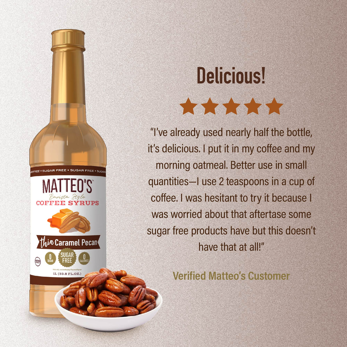 Sugar Free Coffee Syrup, Caramel Pecan (1L)