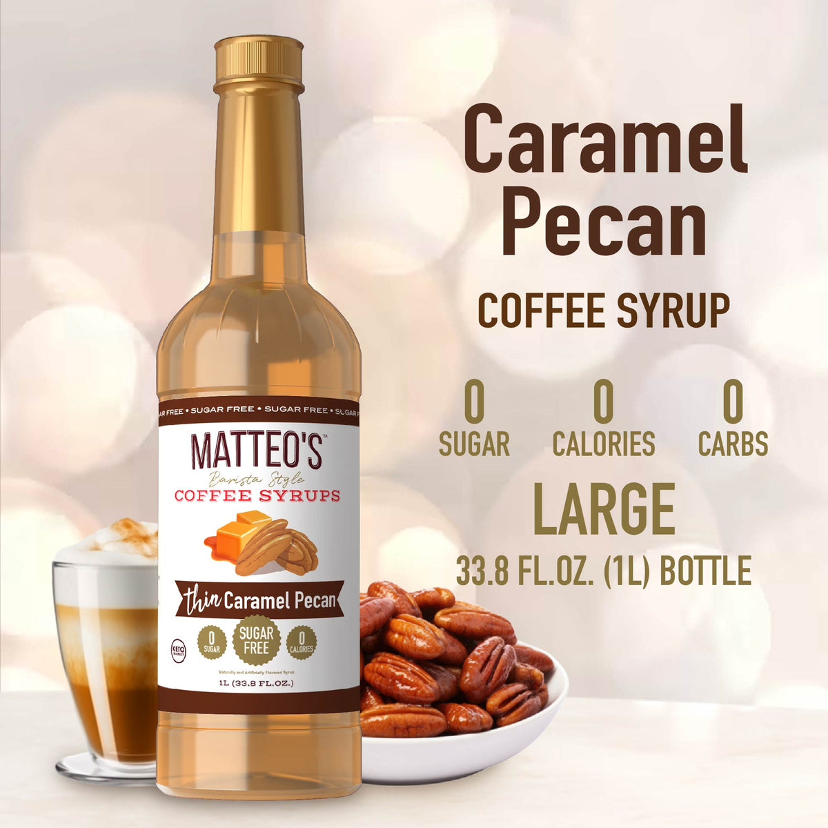 Sugar Free Coffee Syrup, Caramel Pecan (1L)