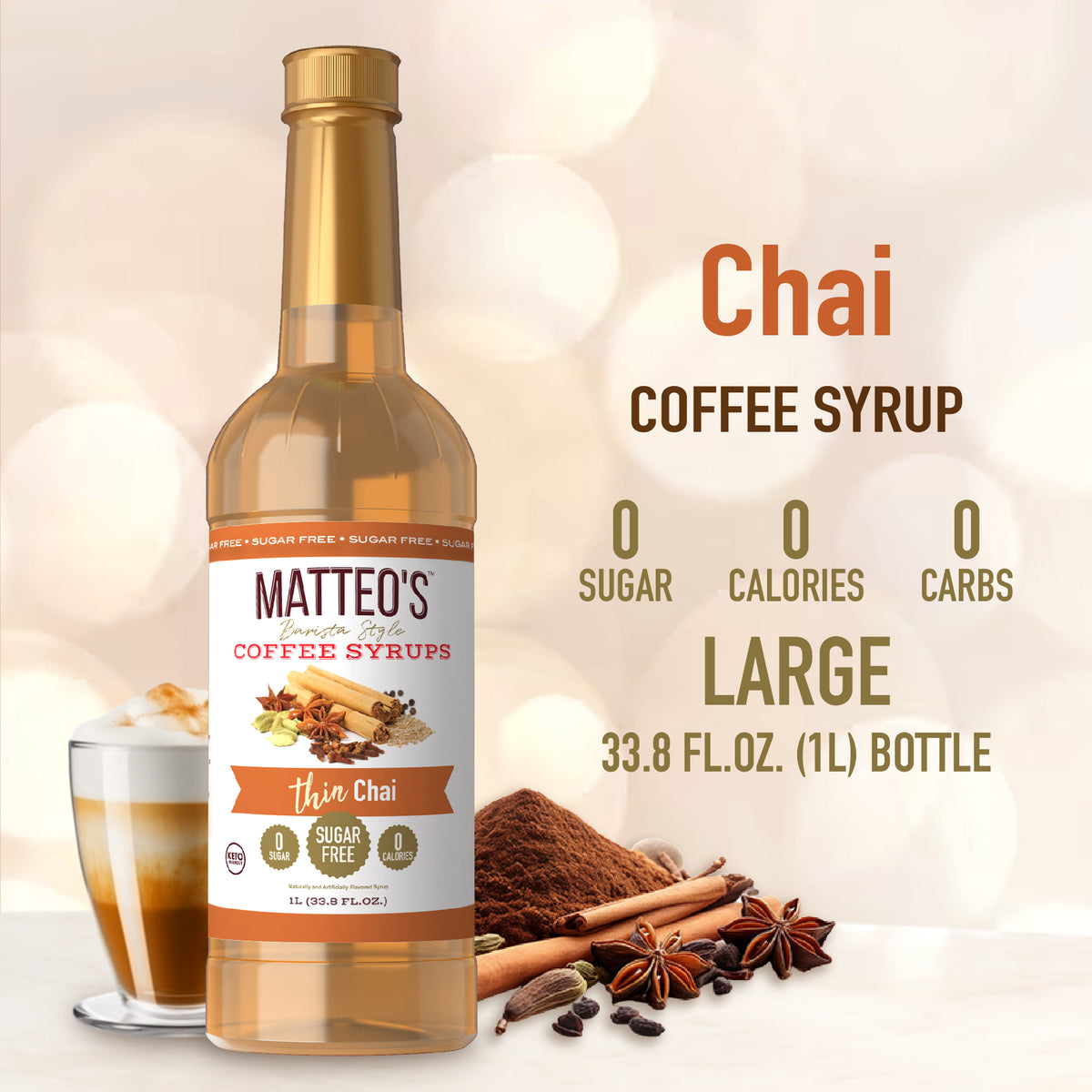 Sugar Free Coffee Syrup, Chai (1L)