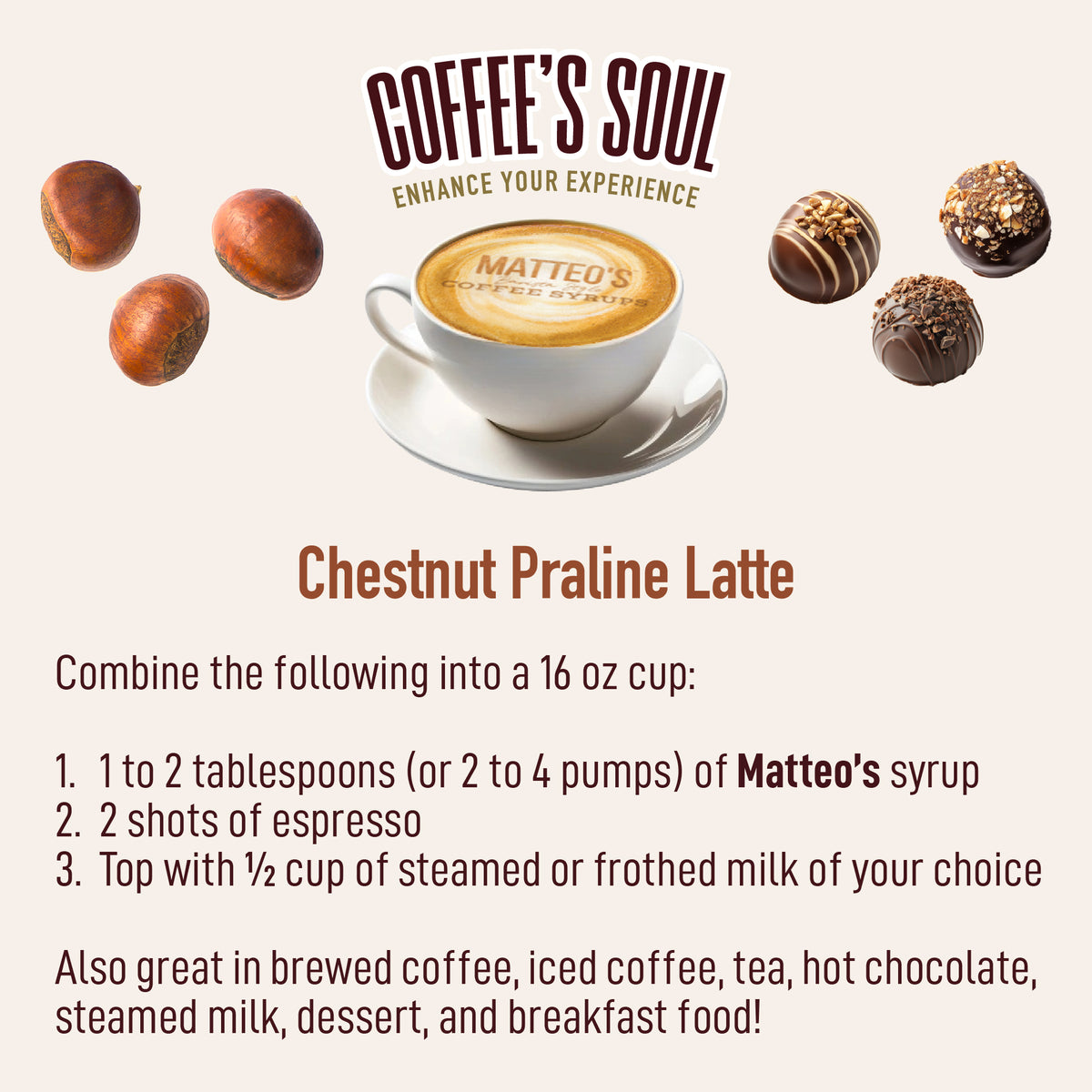 Sirop de café sans sucre, Praliné à la Châtaigne