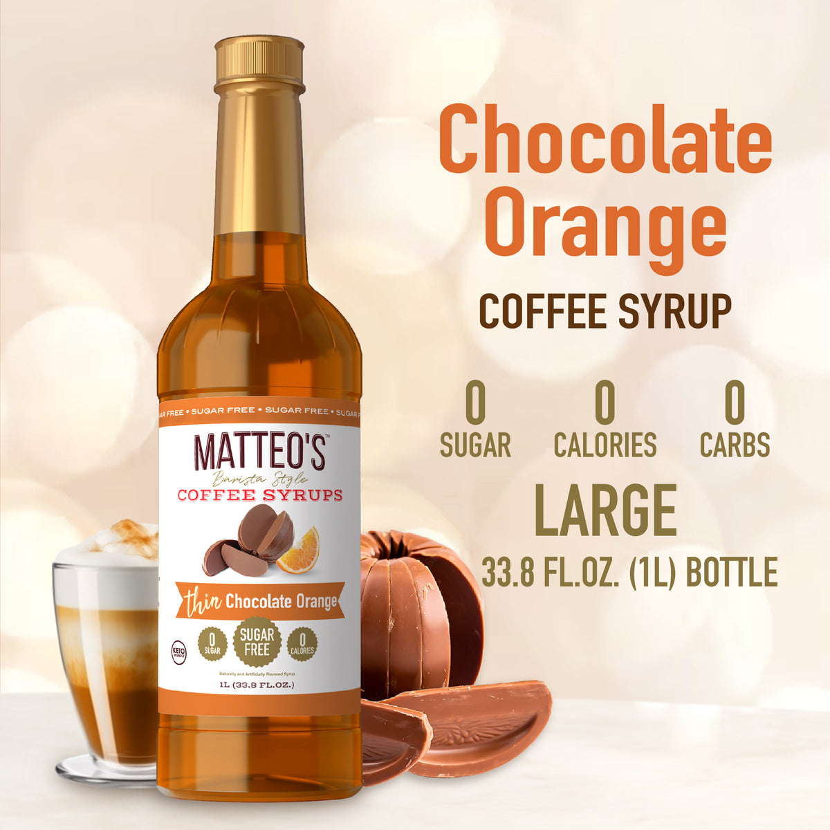 Sugar Free Coffee Syrup, Chocolate orange (1L)