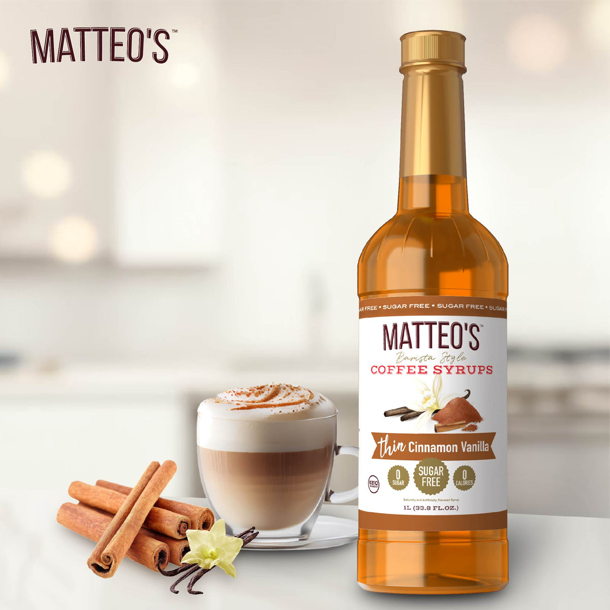 Sugar Free Coffee Syrup, Cinnamon Vanilla (1L)