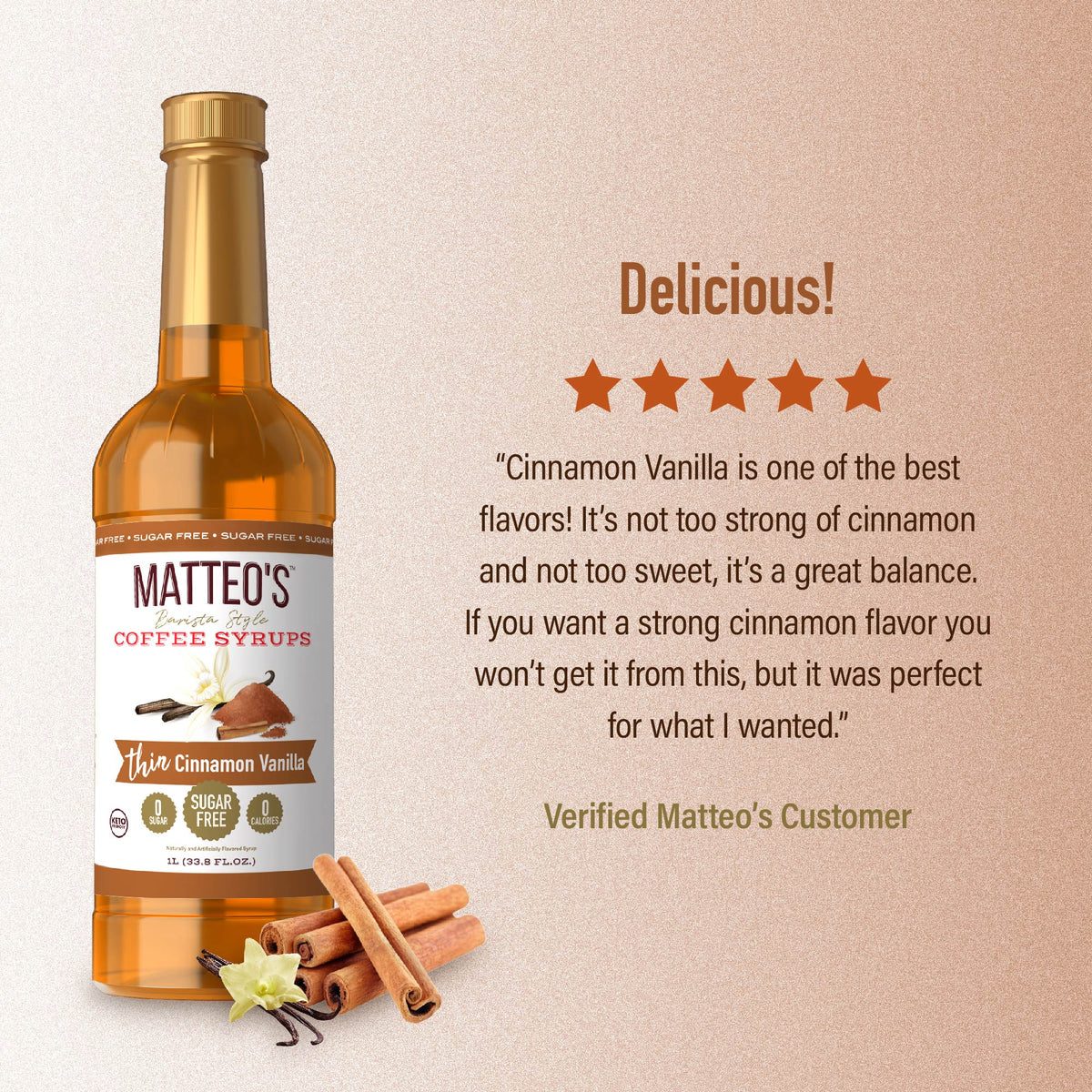 Sugar Free Coffee Syrup, Cinnamon Vanilla (1L)