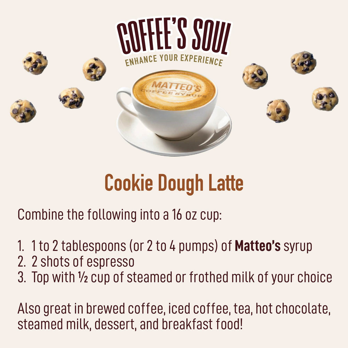 Sugar Free Coffee Syrup, Cookie Dough (1L)