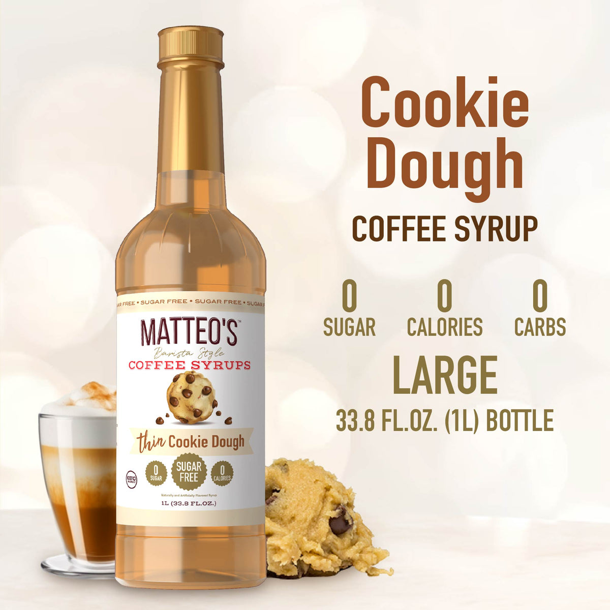 Sugar Free Coffee Syrup, Cookie Dough (1L)