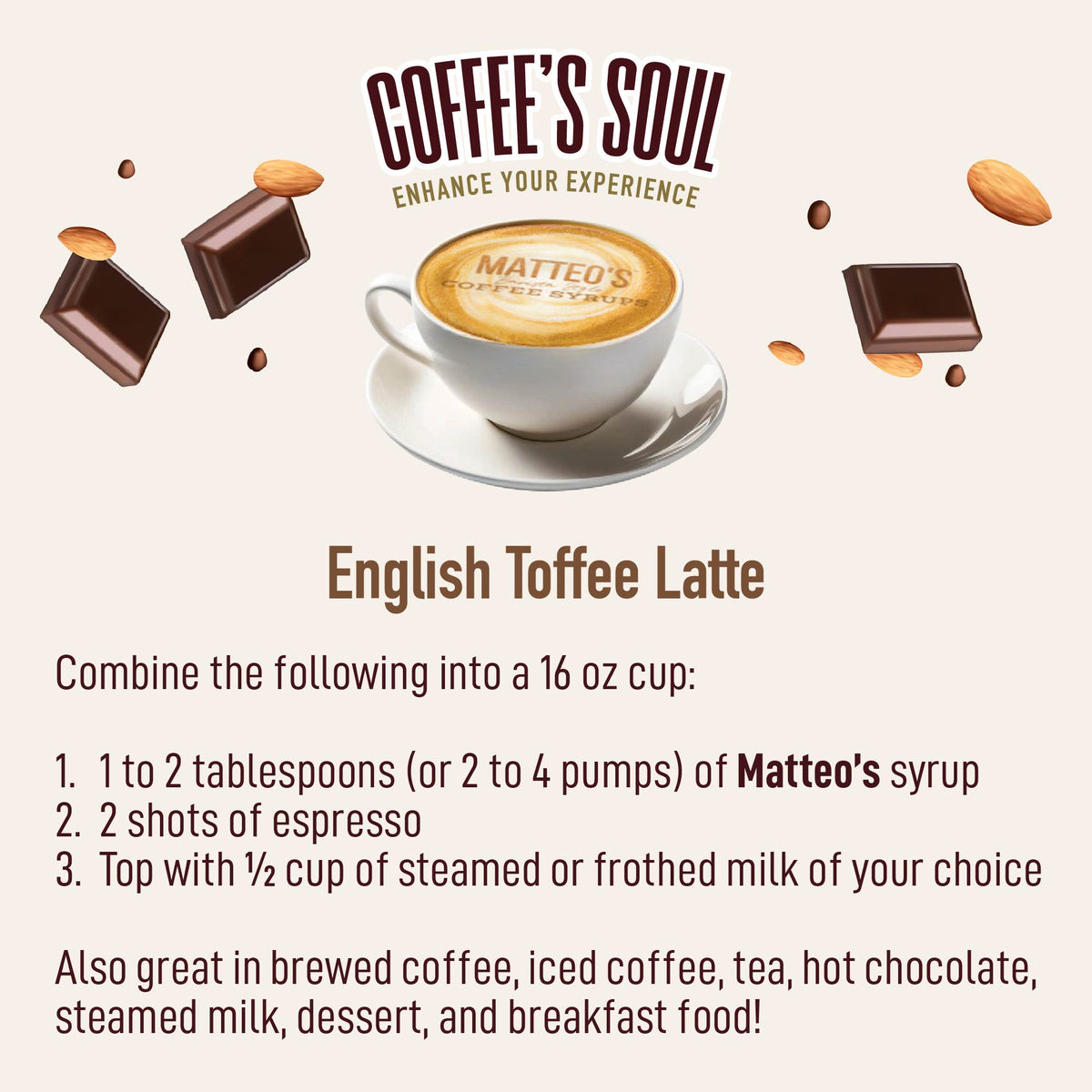 Sugar Free Coffee Syrup, English Toffee (1L)