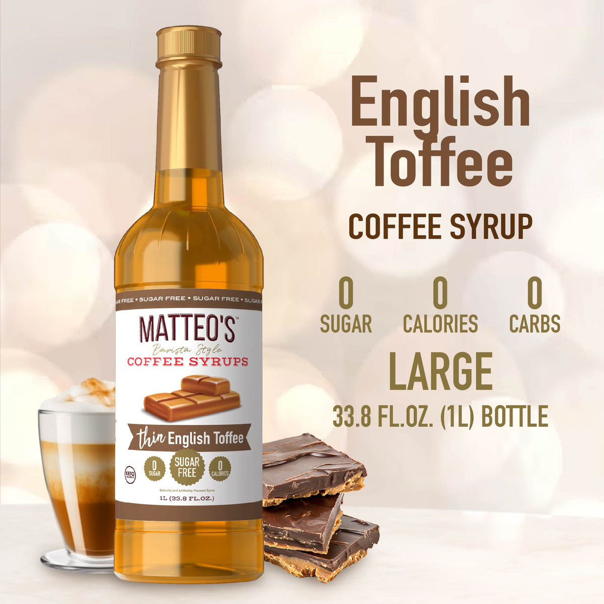 Sugar Free Coffee Syrup, English Toffee (1L)