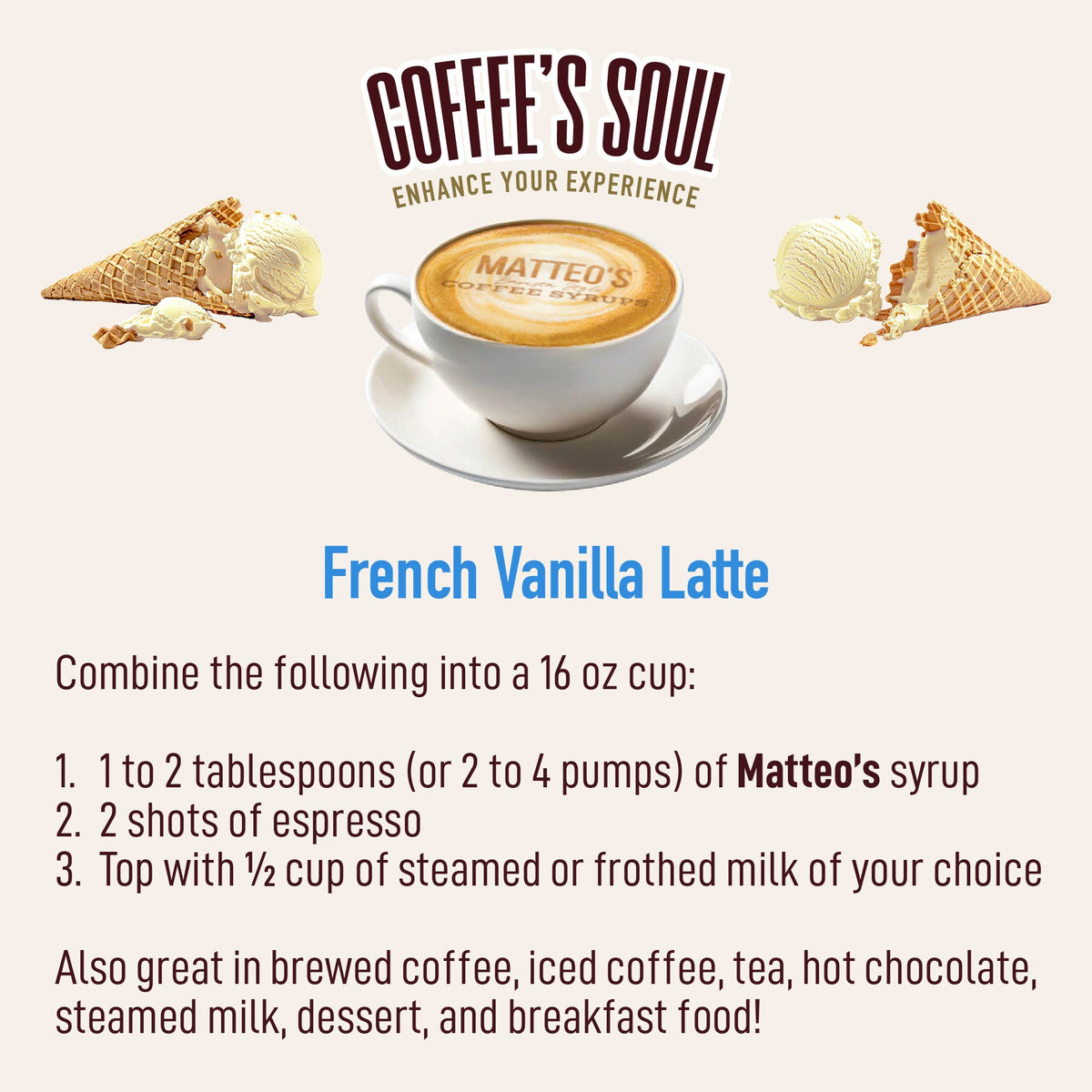 Sugar Free Coffee Syrup, French Vanilla (1L)