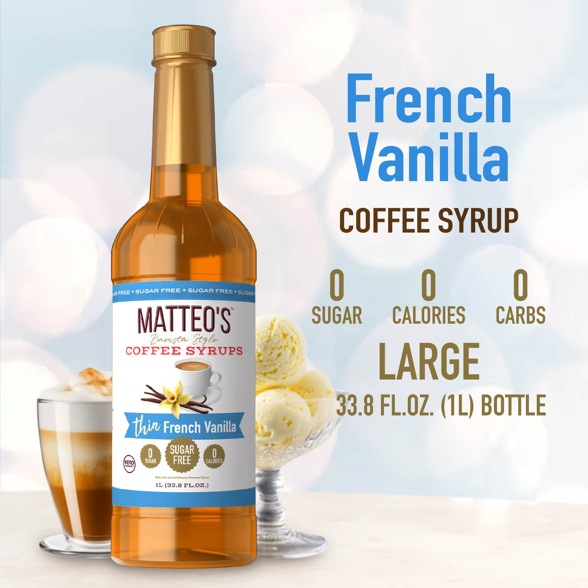 Sugar Free Coffee Syrup, French Vanilla (1L)