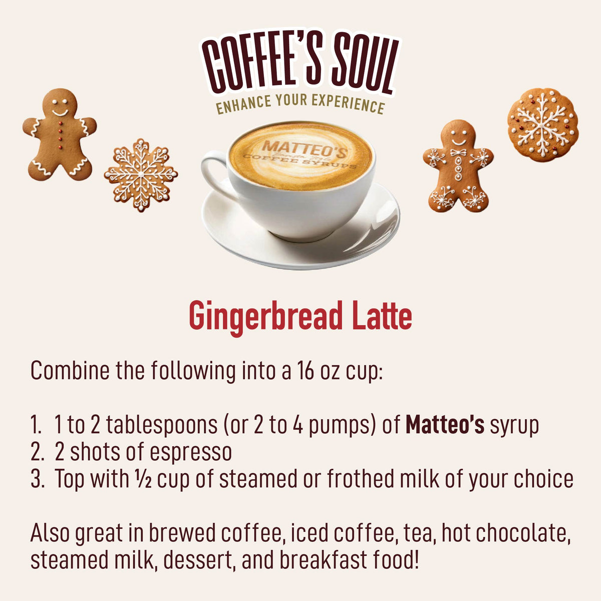 Sugar Free Coffee Syrup, Gingerbread (1L)